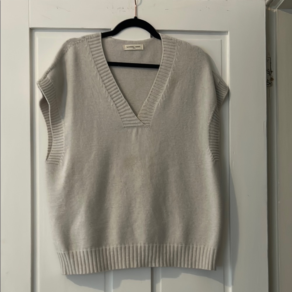 Cream V-Neck Sweater with Relaxed Fit